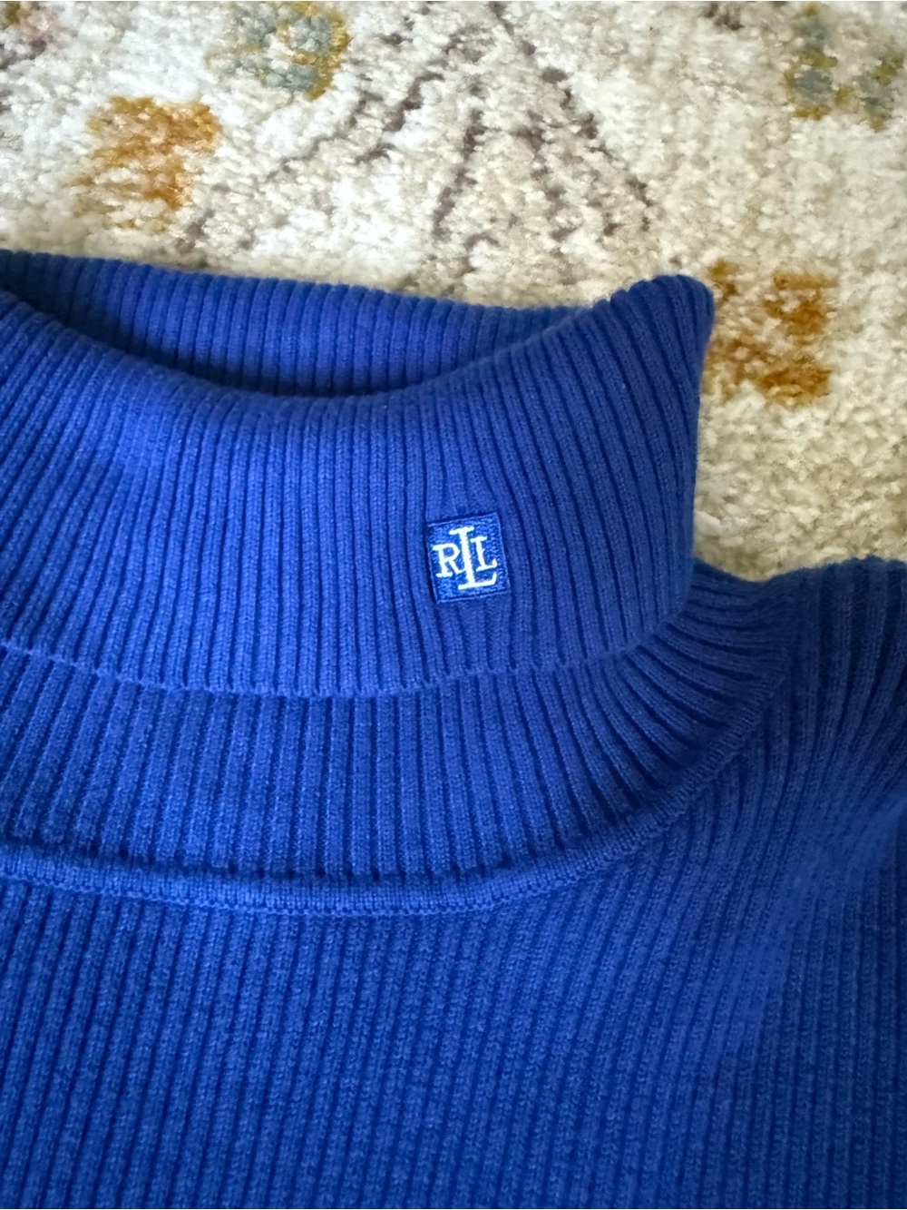 Lauren Ralph Lauren Royal Blue Ribbed Turtleneck Sweater Women’s Size 2X Preppy - Picture 2 of 5